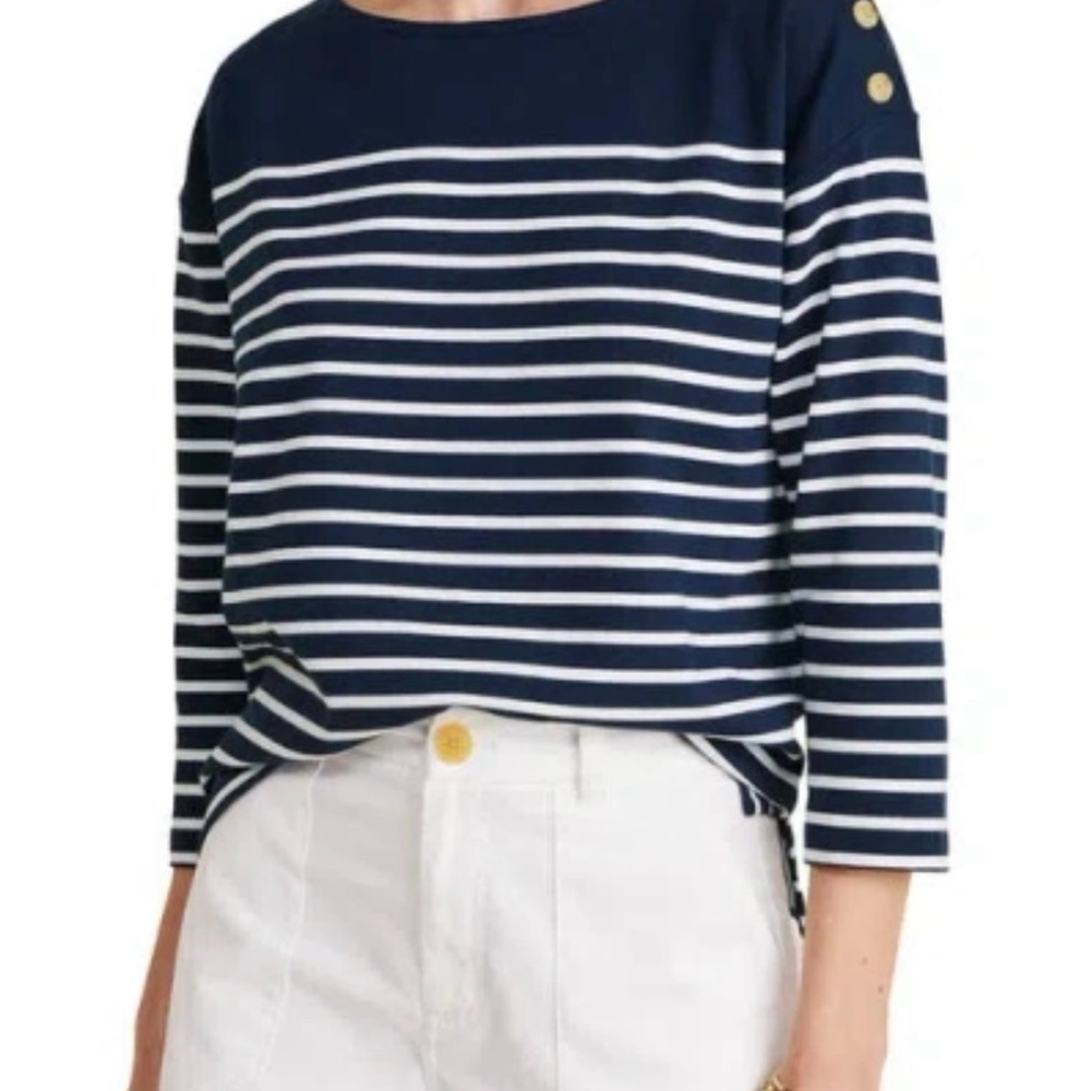Vineyard Vines Jamestown Stripe Organic Cotton T-shirt In Heather Size L NWT